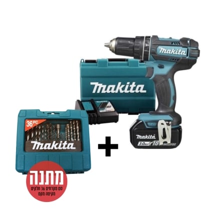 מברגה/מקדחה רוטטת 18V סוללות Makita DHP482 3Ah