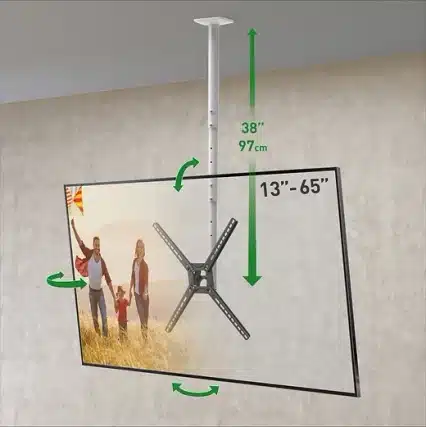 זרוע ברקן תקרתית כסופה כוונון גובה עד 97 ס