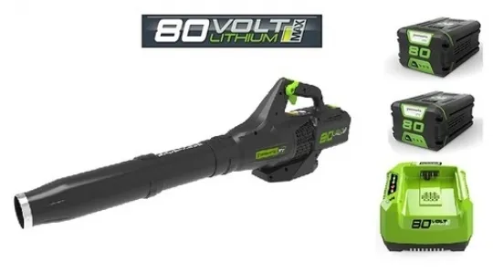 מפוח(חדש)80V עם 2 סוללות 2A + מטען מהיר GREENWORKS