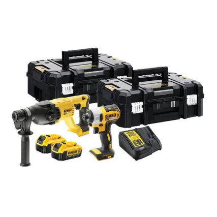 סט מברגת אימפקט BL + פטישון סוללות DeWALT 18V 4Ah