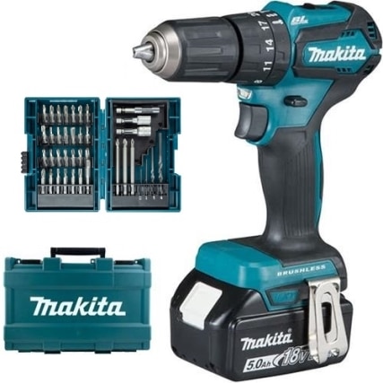 מברגה / מקדחה רוטטת בראשלס מקיטה סוללה Makita DHP483 18V 5Ah