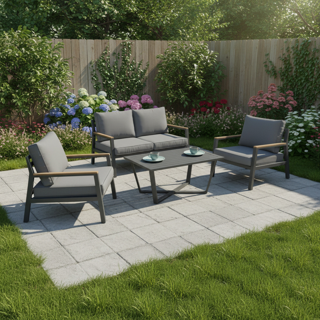 מערכת ישיבה לגינה דגם זנזיבר מסגרת אפורה AUSTRALIA GARDEN Zanzibar