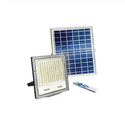 תאורת הצפה סולארית 100W עם שלט לשימוש חיצוני