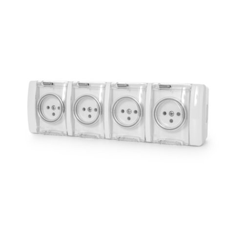 שקע כח מוגן מים 4 שקעים ניסקו Nisko Super-N WP4 IP65