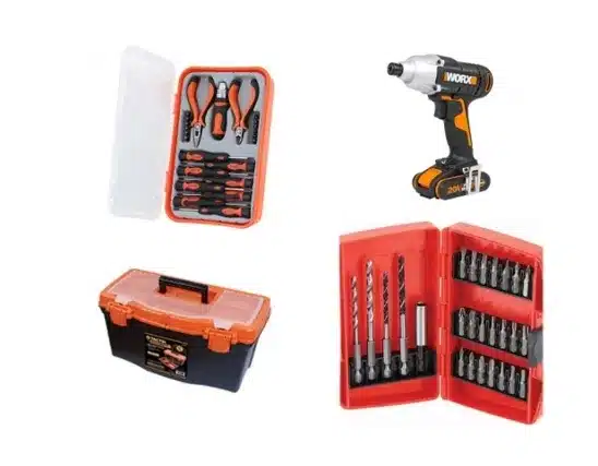 מברגת אימפקט Worx 20V כולל סוללה ומטען+סט כלים+סט מקדחים וביטים+ארגז