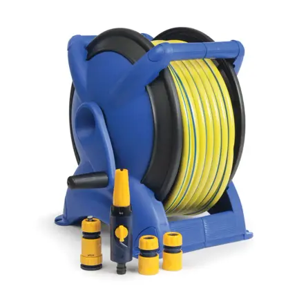 גלגלת השקיה Reelx עם צינור גינה באורך 25 מטר + אביזרים