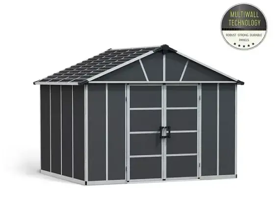 מחסן גינה יוקון Yukon אפור כהה כולל רצפה 3.3X2.7 פלרם - Canopia