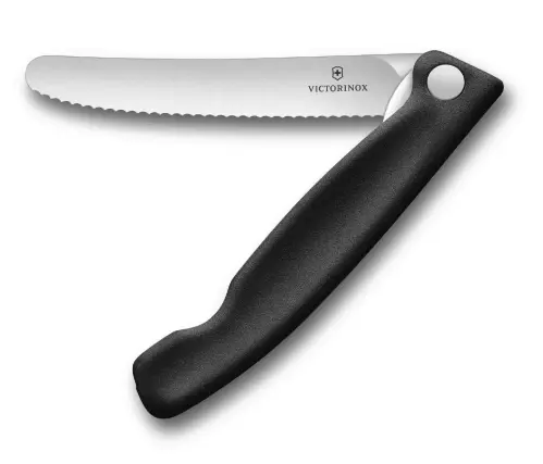 סכין ירקות מתקפלת להב משונן שחור Victorinox