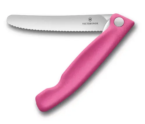 סכין ירקות מתקפלת להב משונן ורוד Victorinox