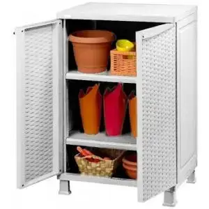 ארון שירות ראטן 9291 לבן כתר Keter  Base Matrix  Rattan