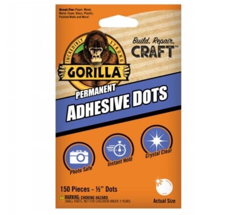 דבק נקודות פרמננטי גורילה שקוף קריסטל 150 יחידות Gorilla Adhesive Dots