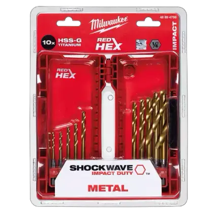 סט 10 מקדחי טיטניום לאימפקט Milwaukee RED HEX