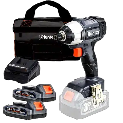 מברגת אימפקט נטענת 18V סוללות 2.5Ah ומטען Hunter Brushless