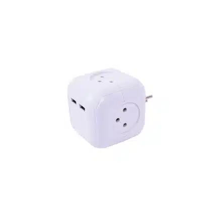 מפצל חשמל קוביה 4 שקעים 2 חיבורי USB