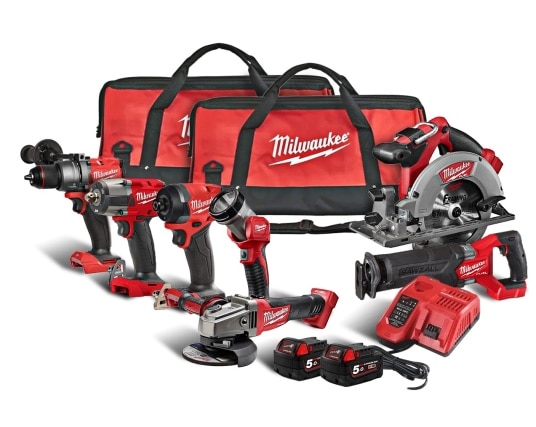 סט 7 כלים 18V בתיק 2 סוללות 5Ah מילווקי פיול Milwaukee fuel M18FPP6C2