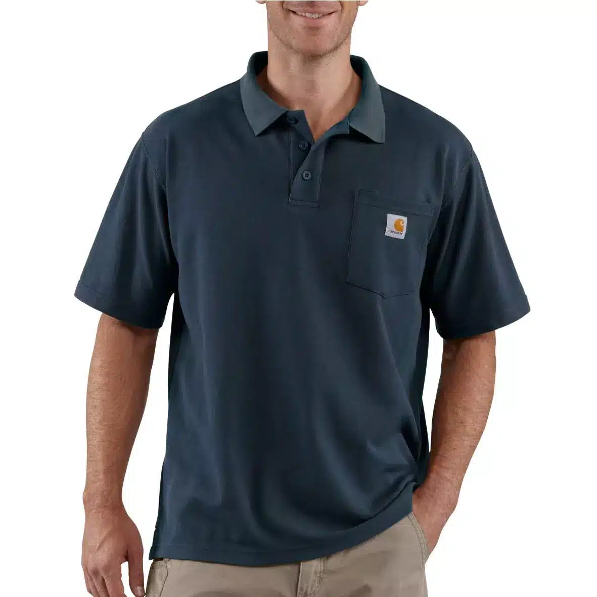 חולצת פולו ש.קצר דוחה כתמים כיס נייבי Carhartt K570