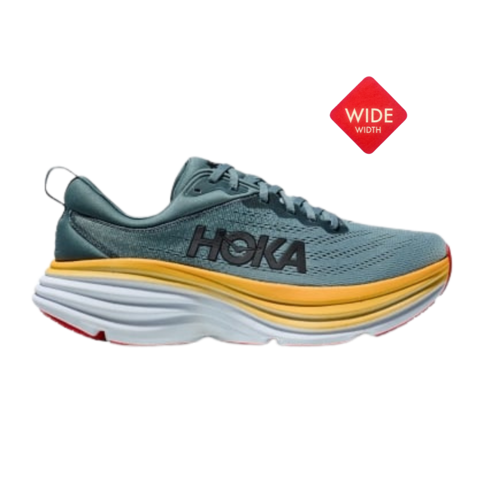 נעלי הוקה בונדי 8 רחבות גברים תכלת אפור/כתום Hoka Bondi 8 X Wide