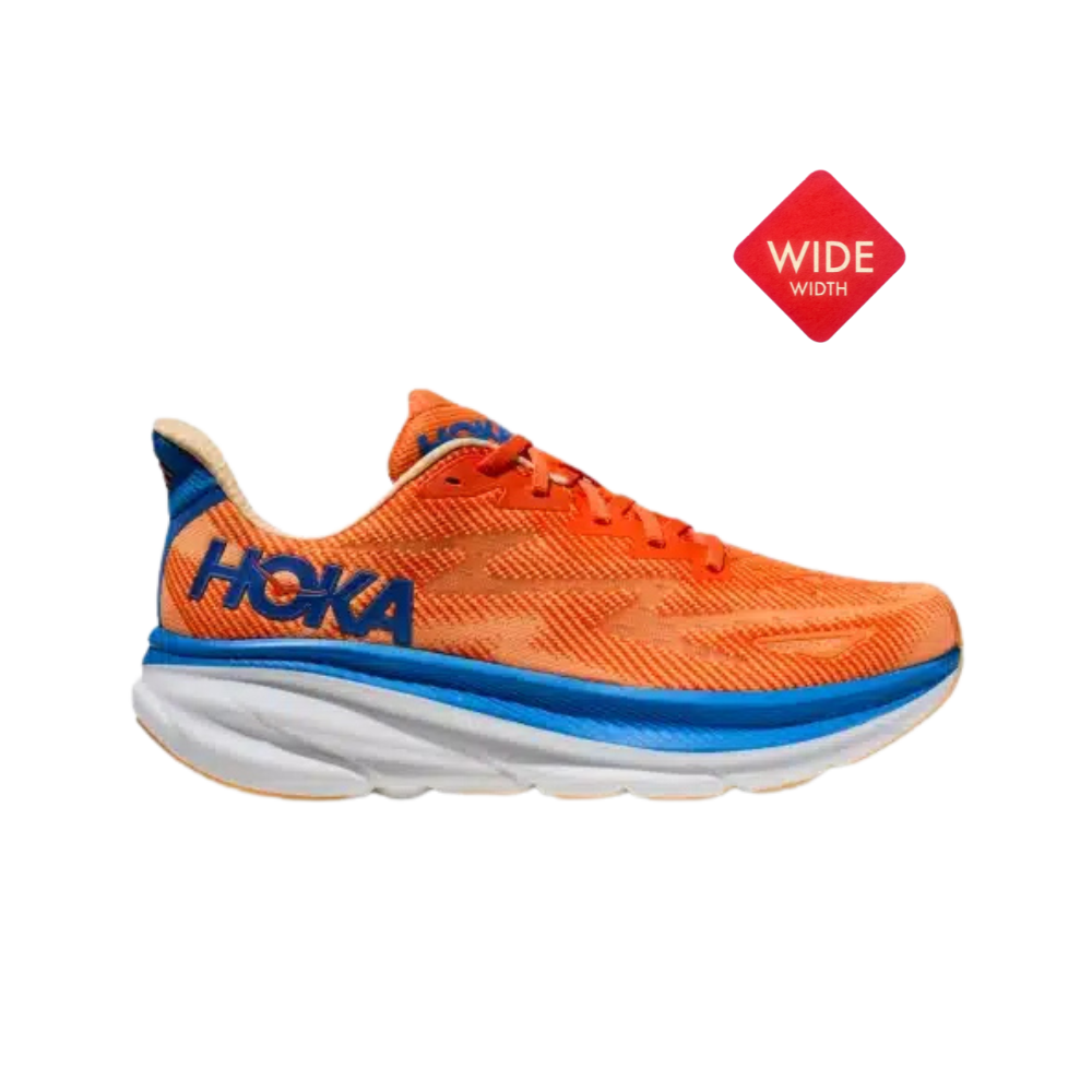 נעלי ספורט לגברים רחבות בצבע כתום/כחול Clifton 9 Wide