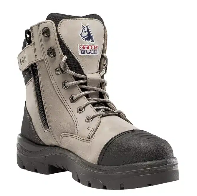 מגף בטיחות גבוה שרוך+רוכסן אפור Steel Blue 310661