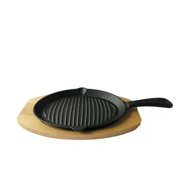 מחבת סטיק אישי אובלי עם מעמד עץ - Gorilla