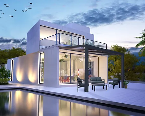 פרגולה אלומיניום Stockholm שקופה 3.4X3.7 עיצוב מודרני מבית Canopia