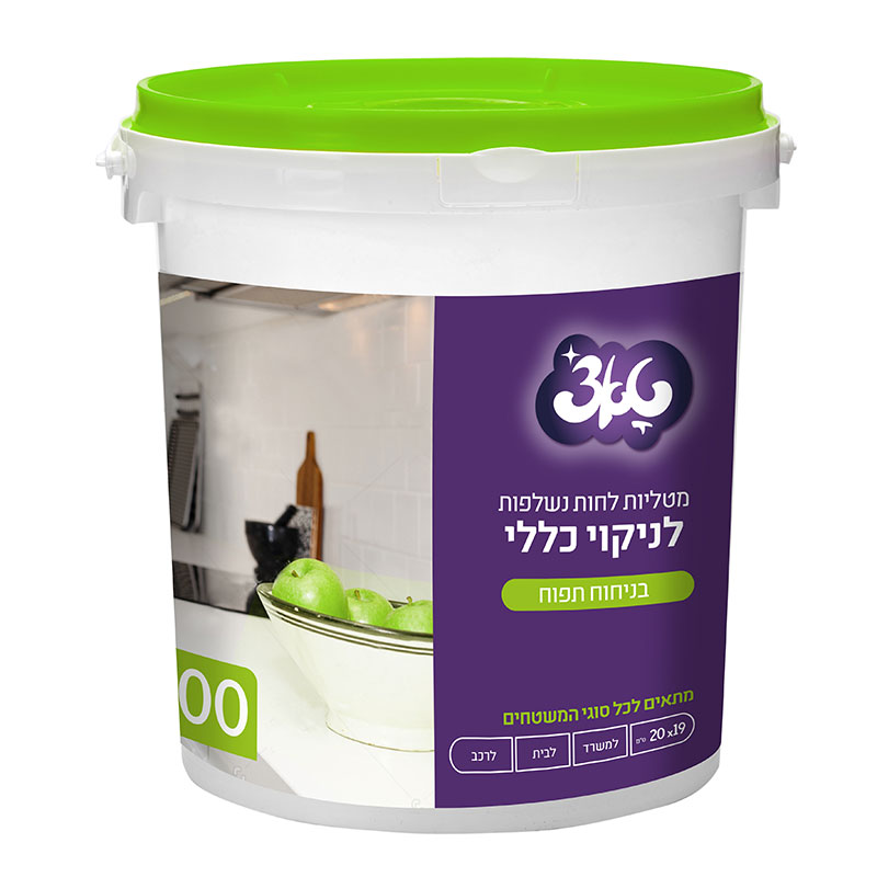 דלי מטליות לחות מגבונים לניקוי משטחים 400 יח' תפוח טאצ'