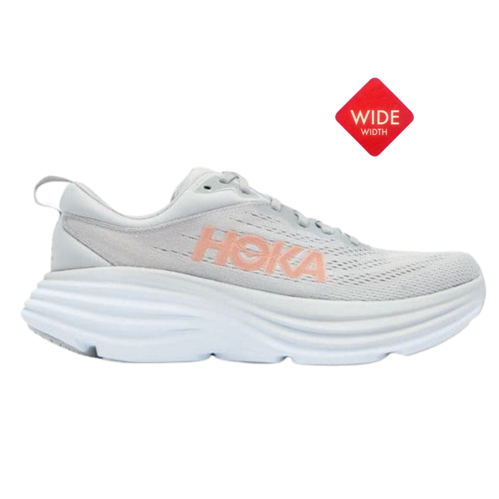 נעלי הוקה בונדי 8 רחבות לנשים בצבע אפור/כתום Hoka Bondi  8