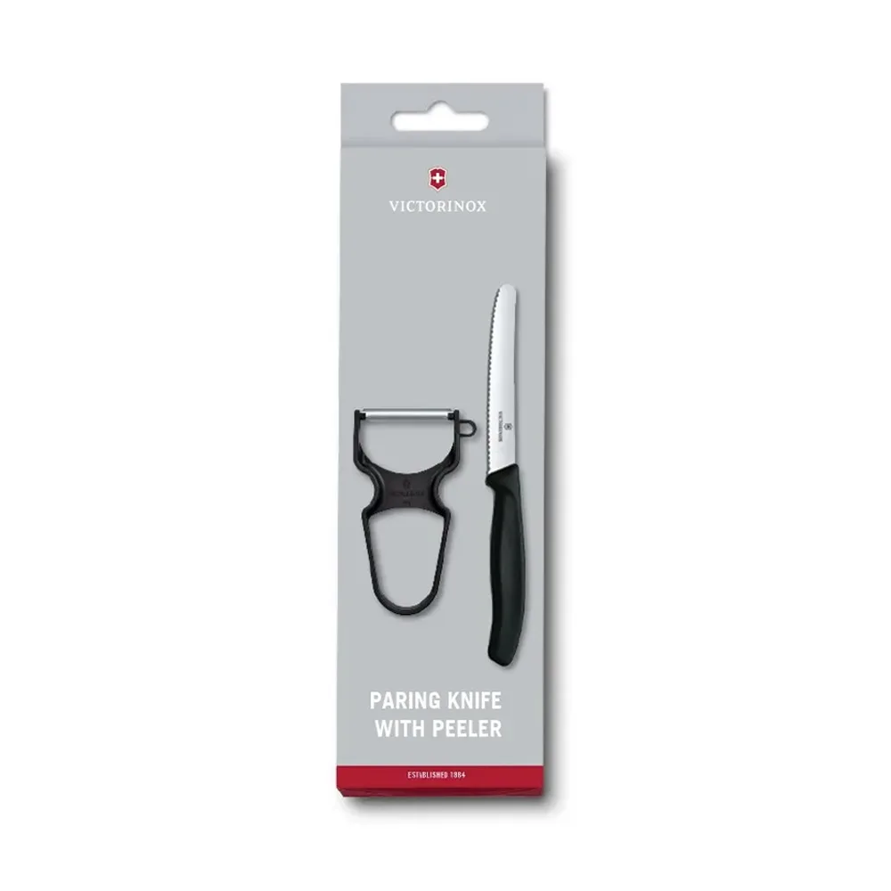 סט סכין ירקות וקולפן שחור Victorinox Rapid