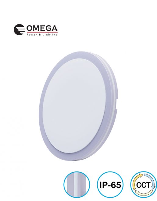 פלפון IP65 40W MONO , לבן , OMEGA 3CCT , Ø300