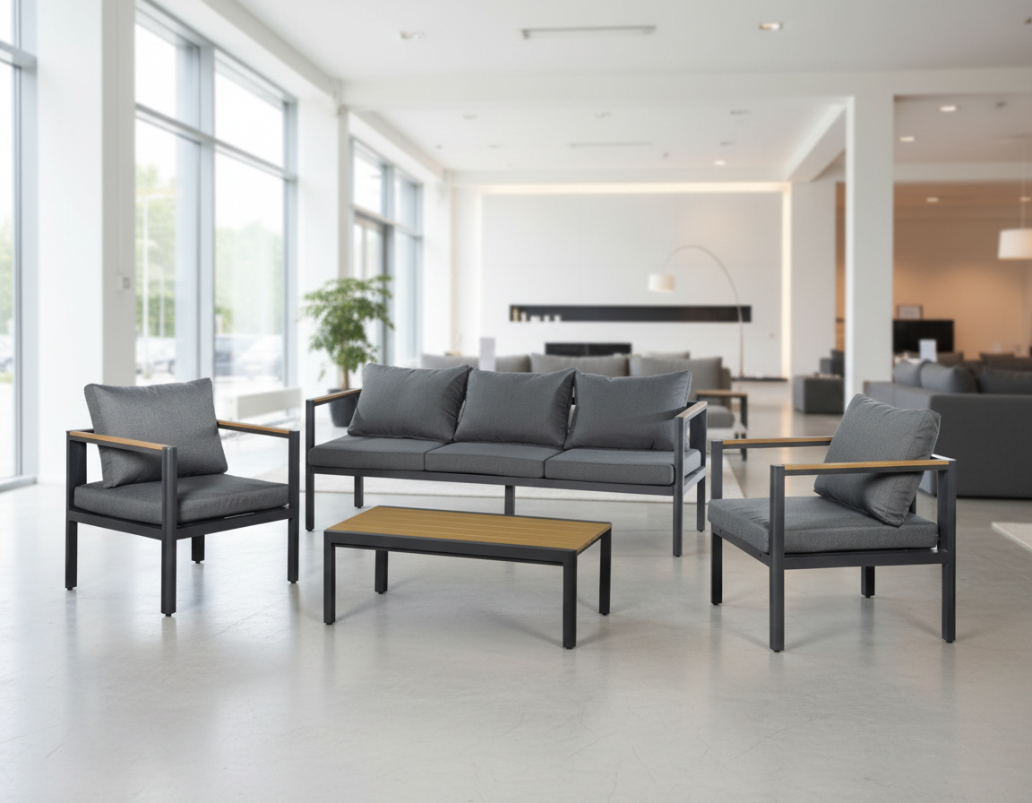 מערכת ישיבה קונקורד 3+1+1 אפור פחם Australia Garden Concord