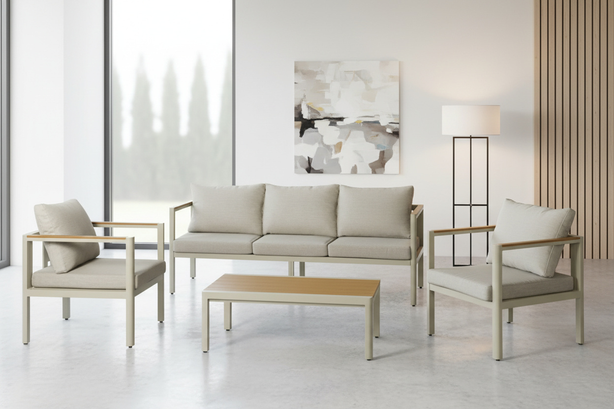 מערכת ישיבה קונקורד 3+1+1 קרם Australia Garden Concord