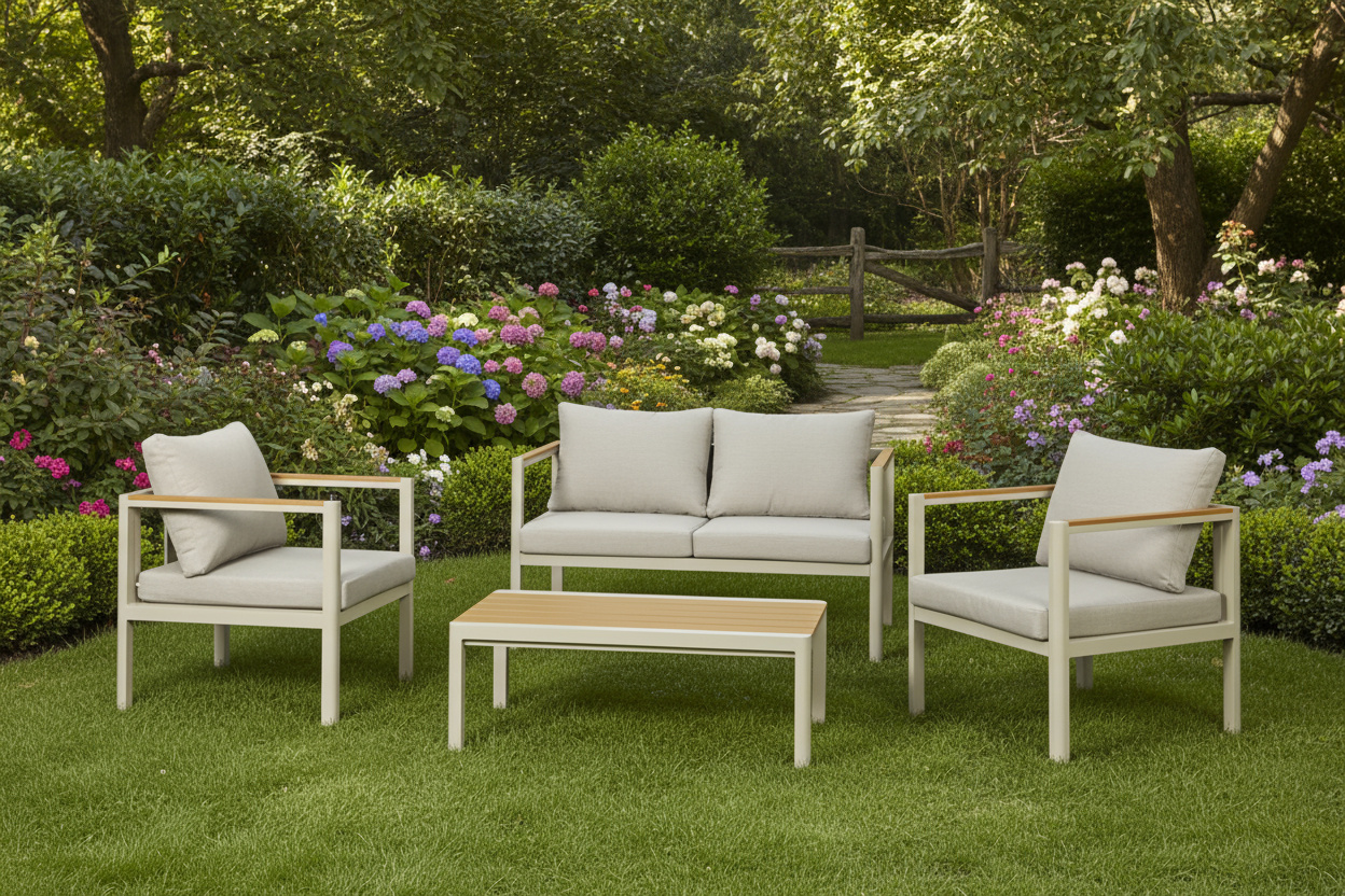 מערכת ישיבה קונקורד 2+1+1 קרם Australia Garden Concord