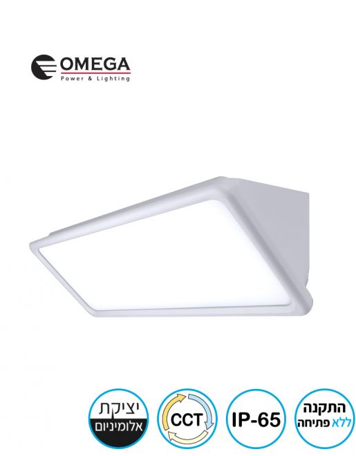 צ.קיר/חומה IP65 TREO 50W אלומ' לבן OMEGA CCT