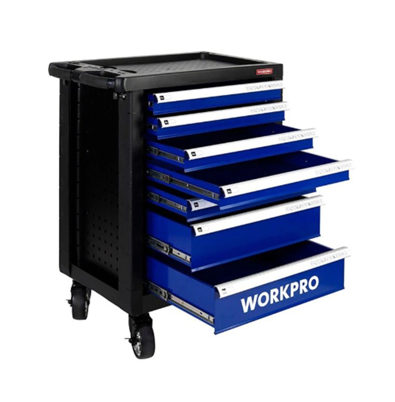 עגלת עבודה 7 מגירות WORKPRO כחול/שחור