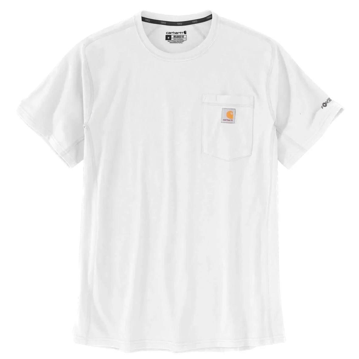 חולצת כיס פורס מנדפת צבע לבן Carhartt FORCE S/S T-SHIRT CBR