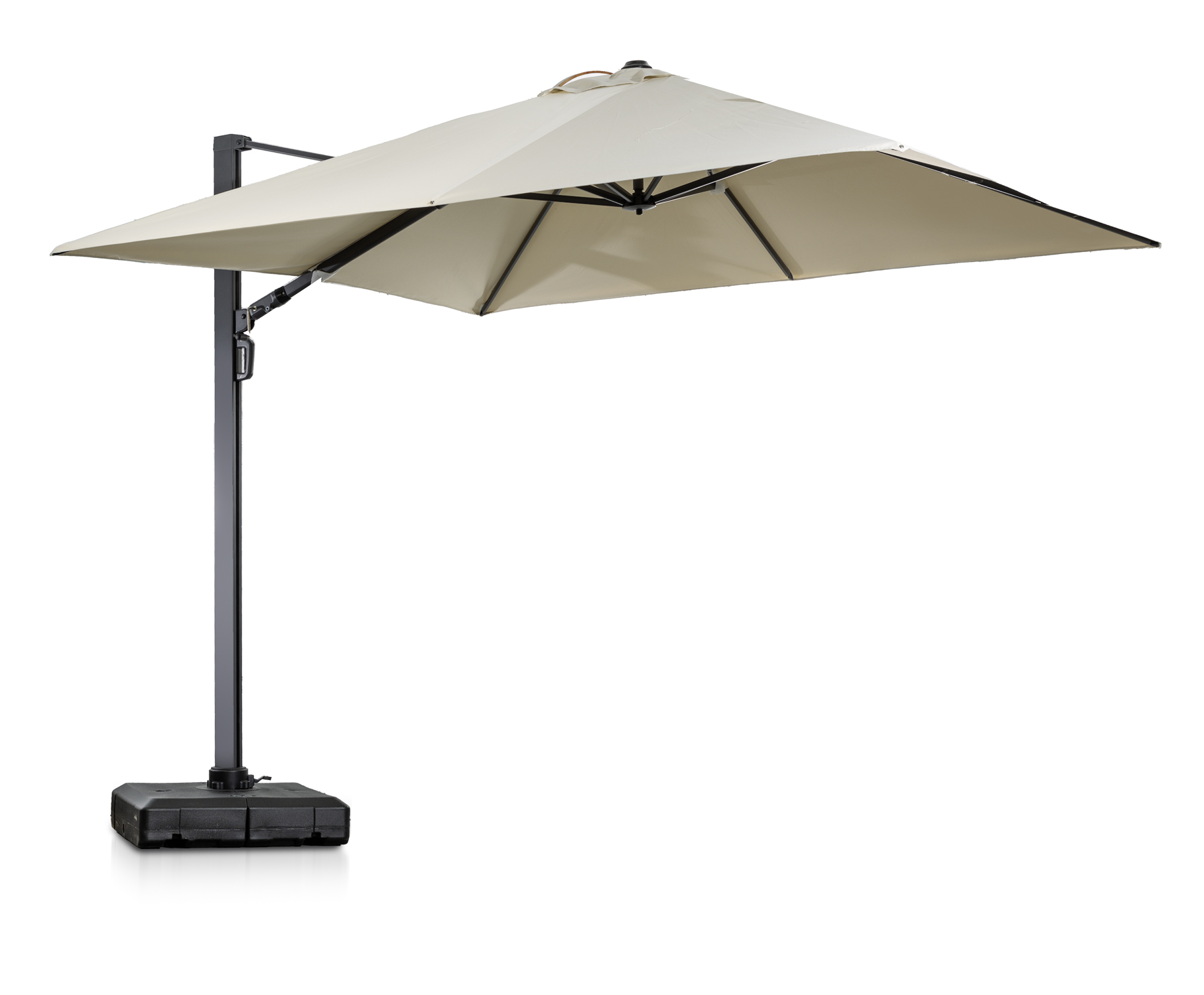 שמשיה רגל צד 3X3 מטר מפוארת צבע בז' עם הטיה ובסיס מים דגם קולורדו