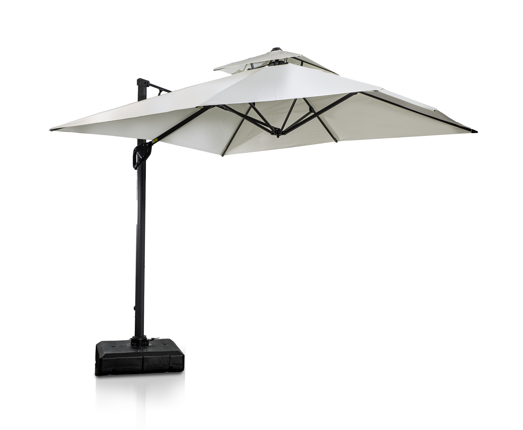 שמשיה רגל צד 3X3 מטר מקצועית עם בוכנה צבע שמנת עם בסיס מים דגם מונקו Australia Garden Monaco