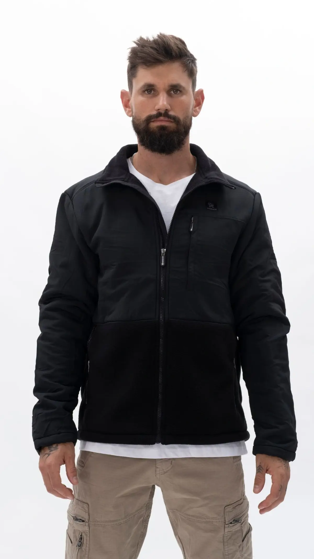 ג'קט פליז משולב שחור REDBACK