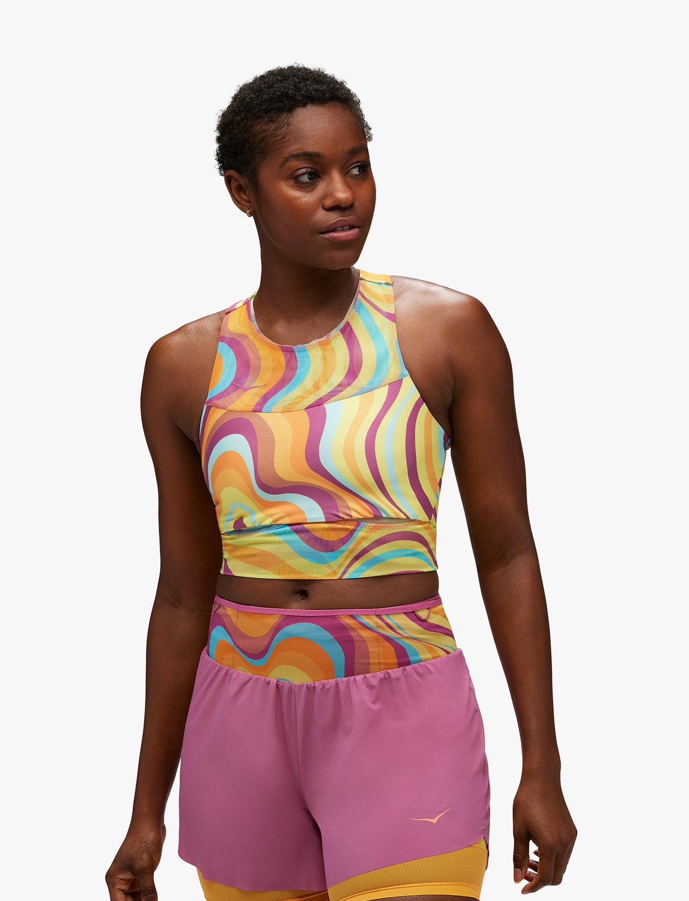 חזיית ריצה למרוצים צהוב טופו HOKA W RACE DAY POCKET BRA