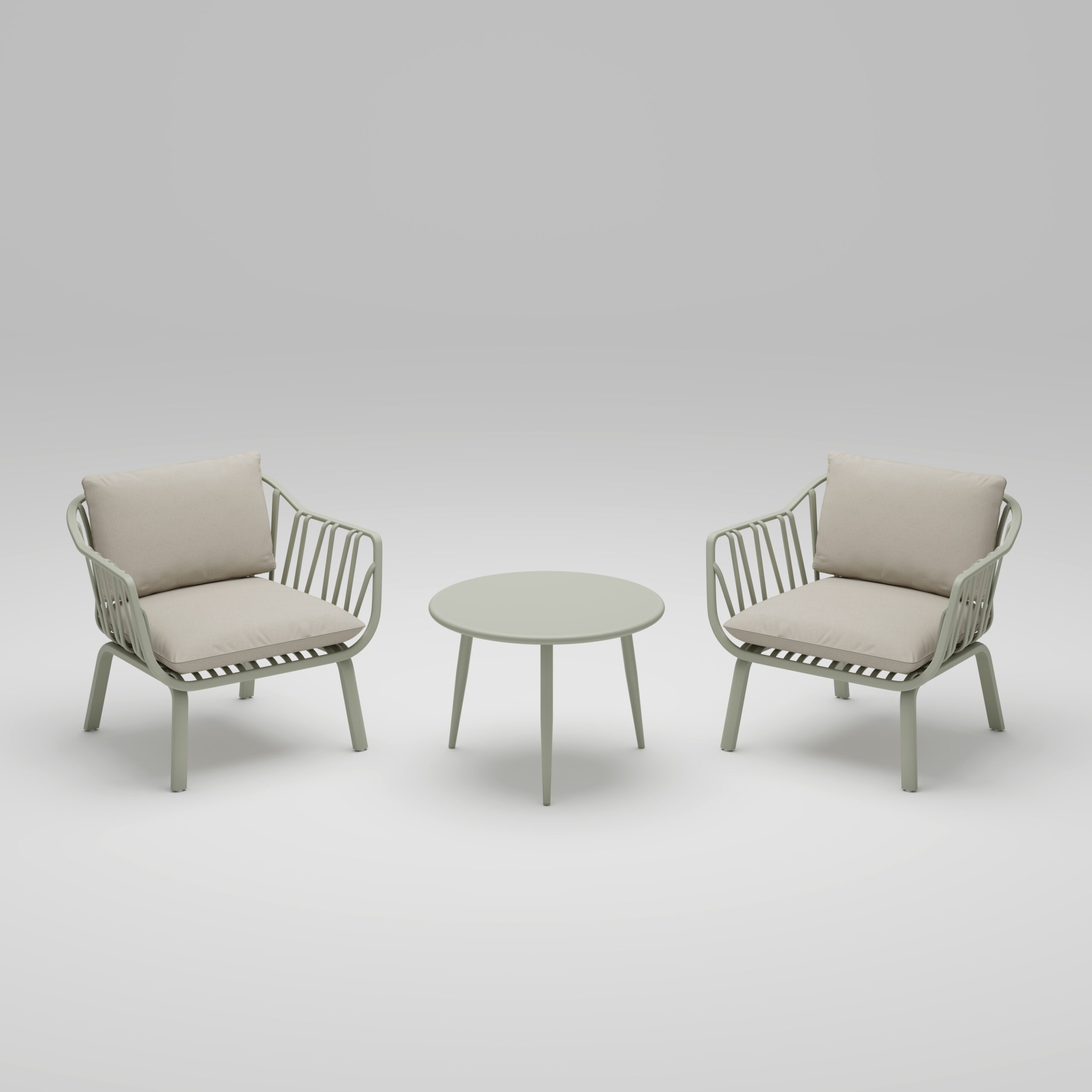 מערכת ישיבה 1+1+שולחן ירקרק+אפור דגם מישיגן