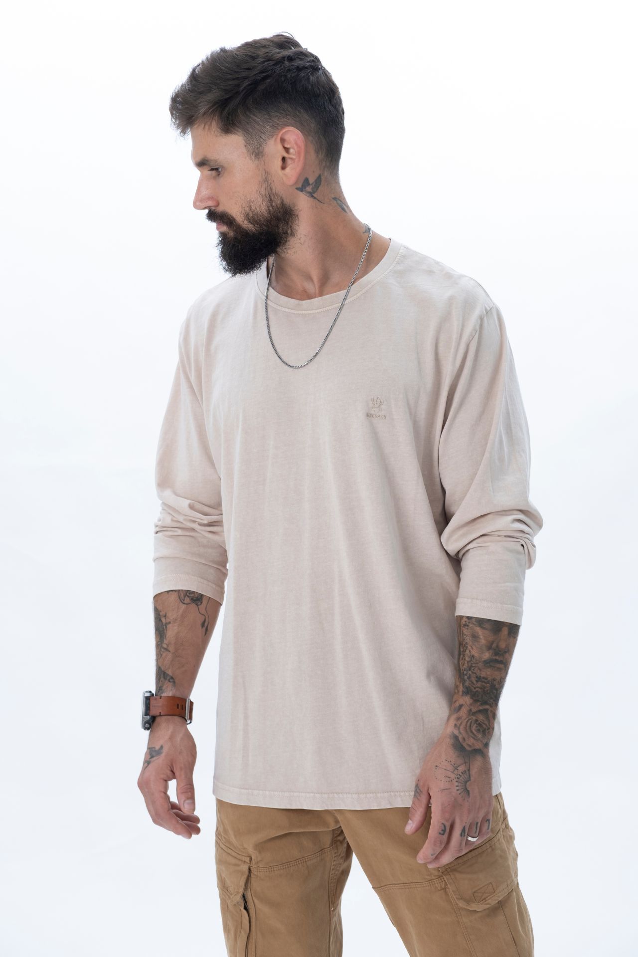 חולצה שרוול ארוך סטון וואש בז' REDBACK