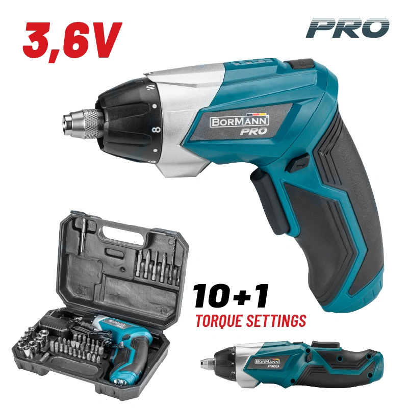 מברגת כף יד+44 אביזרים Bormann Pro-3.6v-1.3Ah