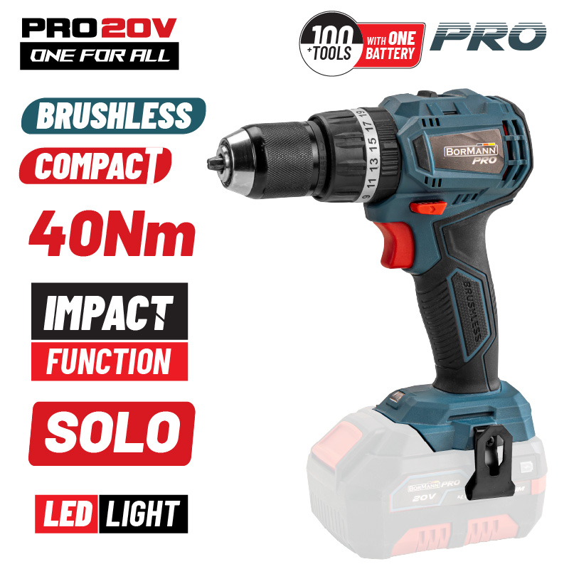 גוף מברגת פוטר 10ממ Bormann Pro-20v-BL-40Nm