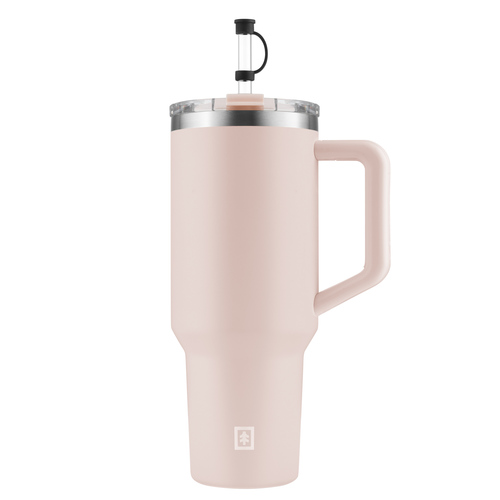 מאג שתייה תרמי ורוד עם קש 1180 מ