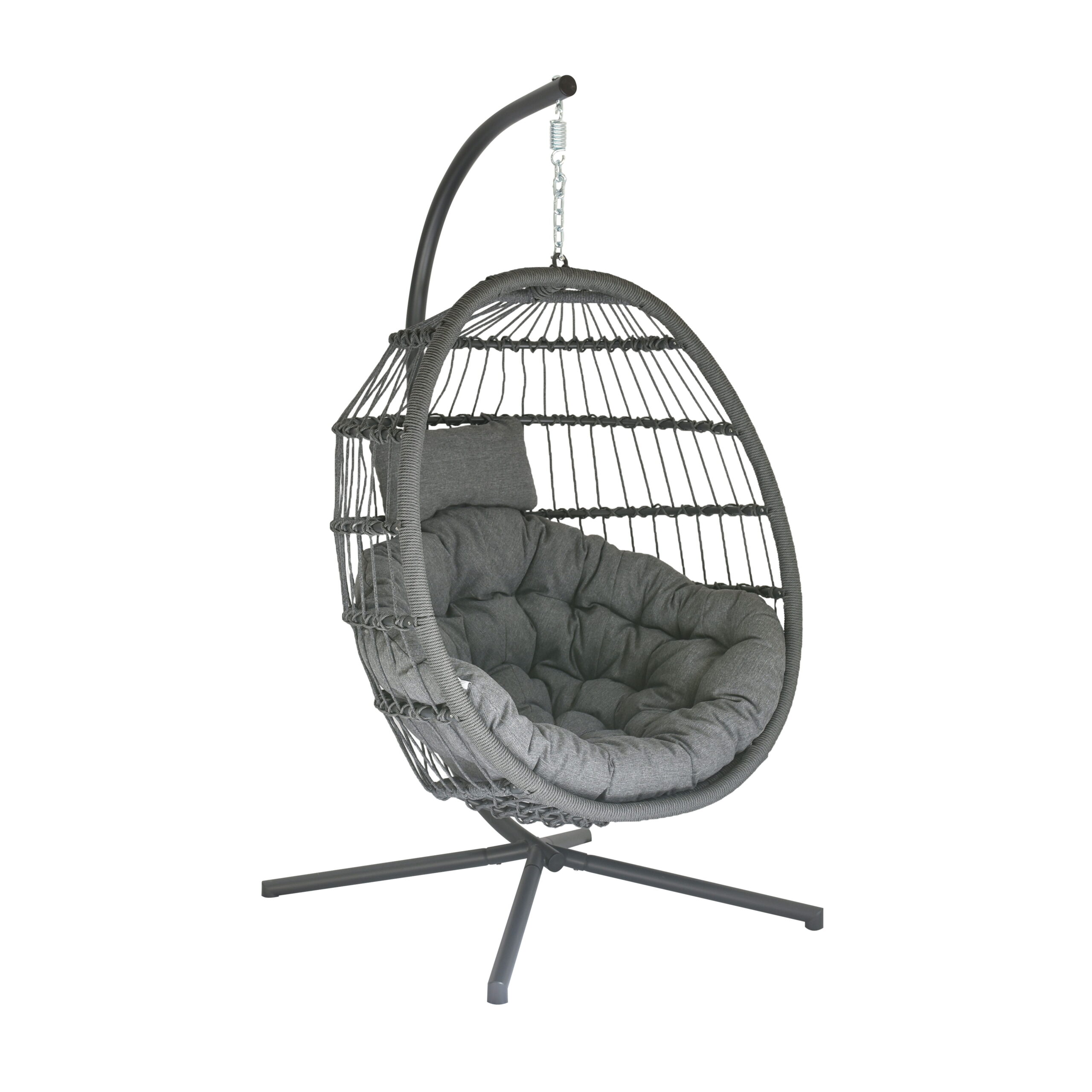 ערסל ישיבה תלוי ליאונרדו ראטן אפור כהה - ריפוד אפור כהה