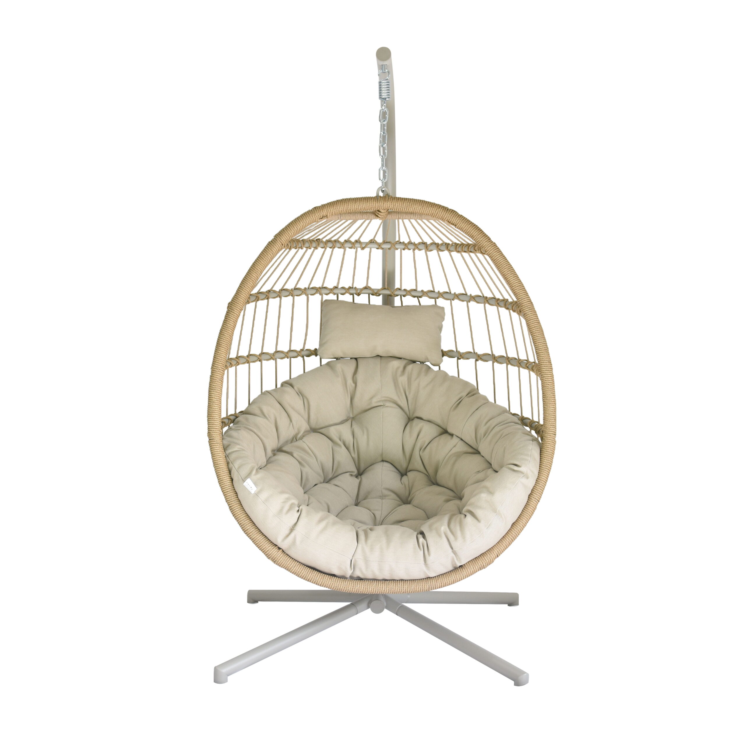 ערסל ישיבה תלוי ליאונרדו ראטן דבש - ריפוד אפור בהיר