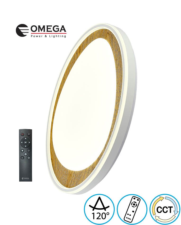 פלפון דרופ CCT 100W Ø49  לבן+עץ ושלט OMEGA