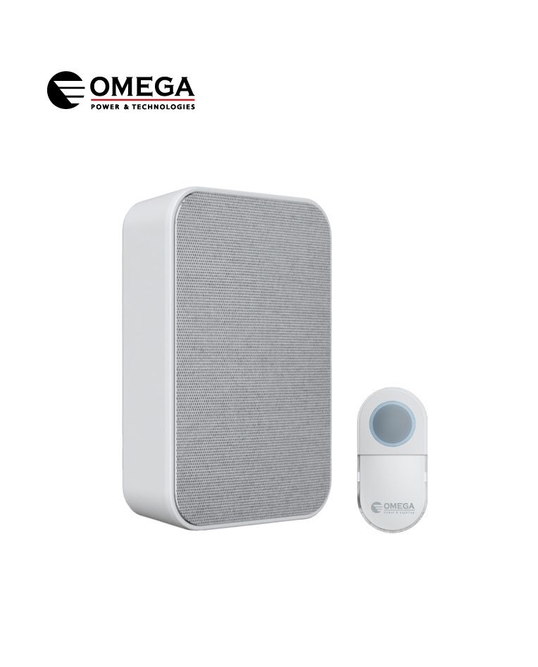 פעמון דלת DC אלחוטי SPEAKER 202 לבן OMEGA IP44