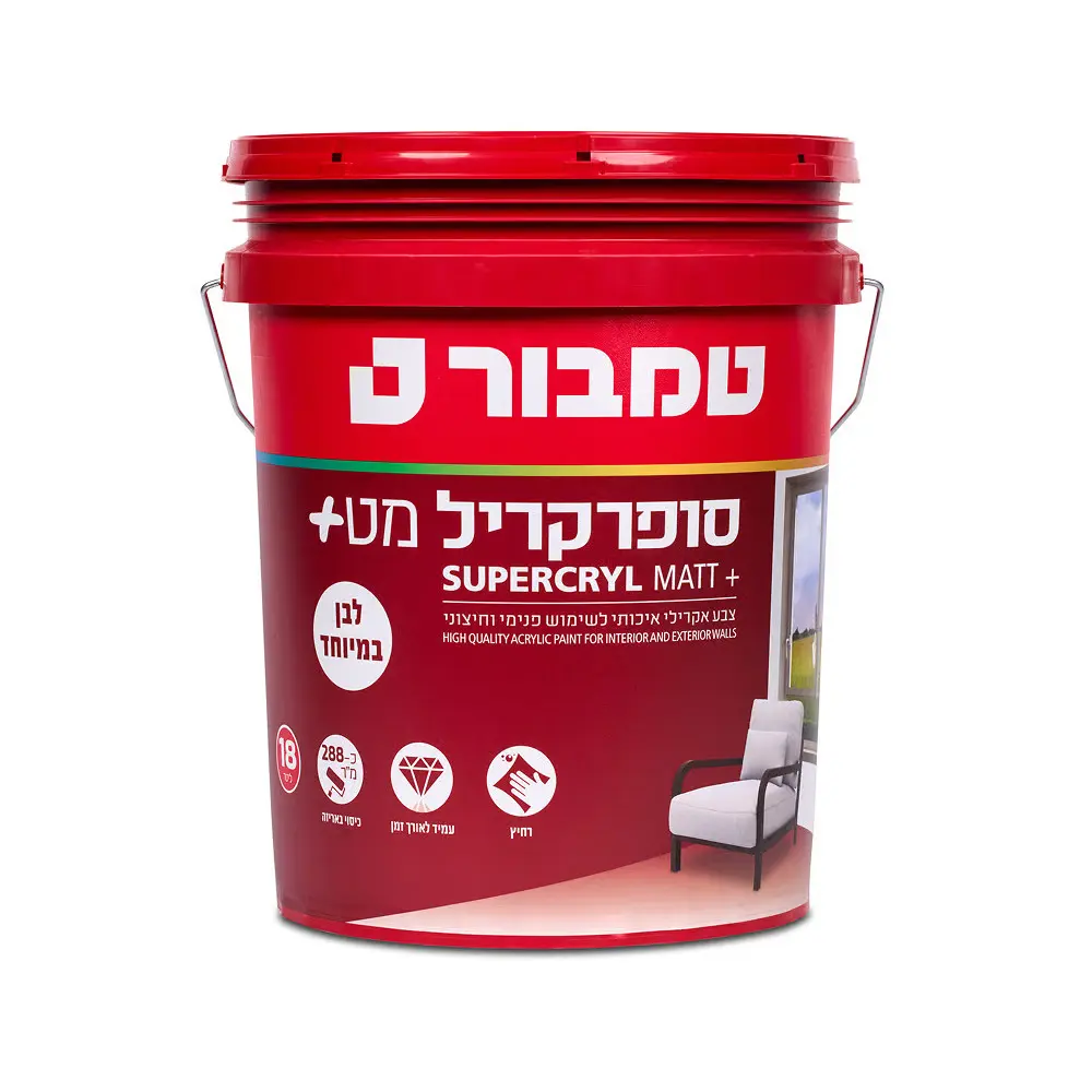 סופרקריל מט פלוס פסטל בסיס P פח 18 ליטר