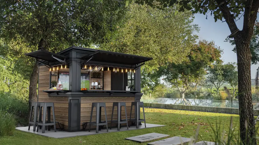 בר חוץ מעוצב עם אחסון Outdoor Bar דמוי עץ גוון חום אגוז KETER